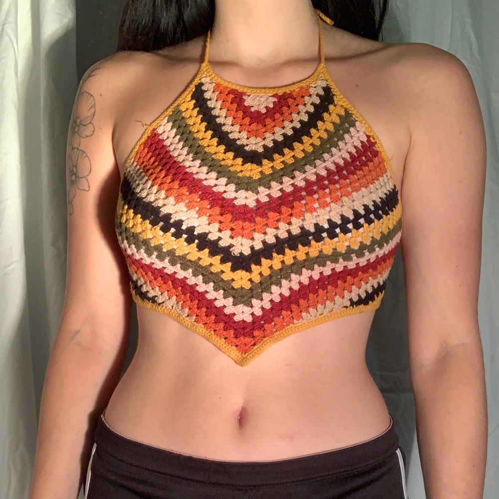 Forever 21 Bandana Crochet Top Multicolor Medium